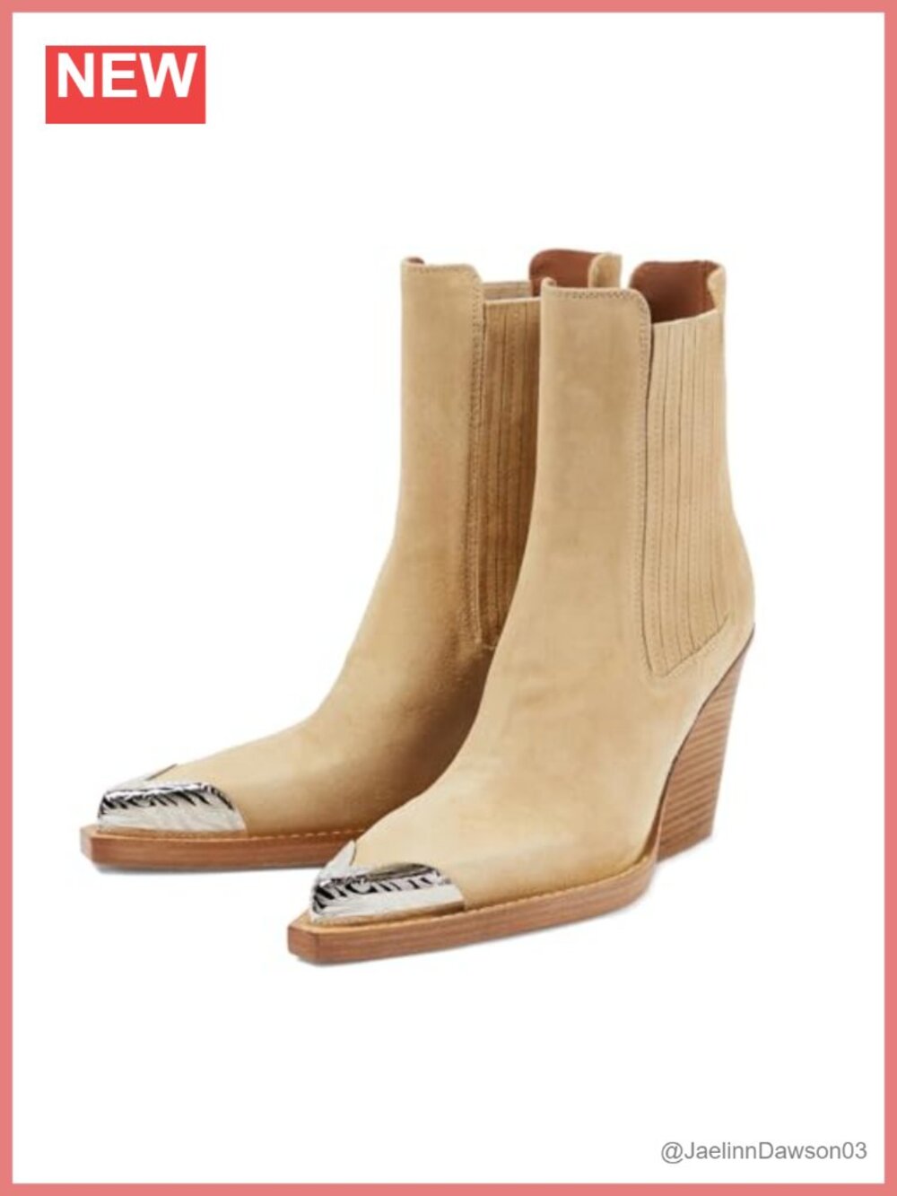 Suede Western Cowboy Ankle Boots Pointed Toe Stacked Block Heel Slip On Booties